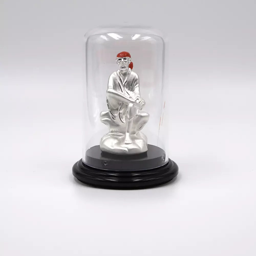 999 Pure Silver Shri Sai Baba Statue for Pooja, Gift, and Car Dashboard