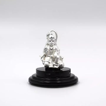 999 Pure Silver Lord Anjaneya Swami Statue for Pooja, Gift, and Car Dashboard