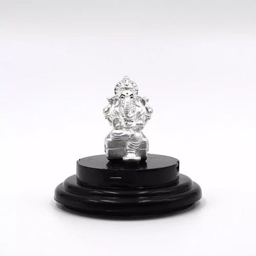 999 Pure Silver Lord Ganesha Statue: Statue for Pooja, Gift, and Car Dashboard