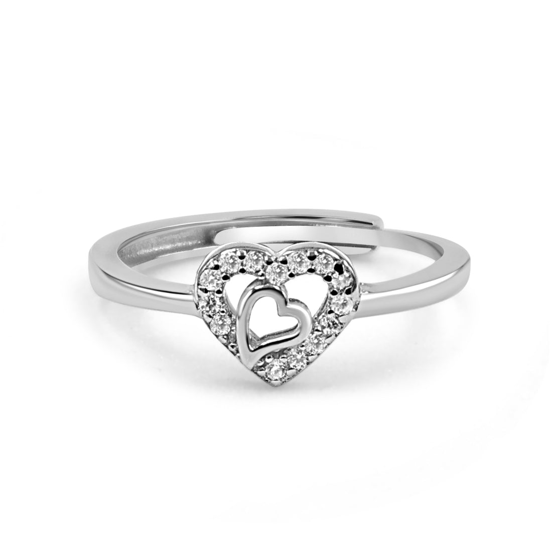 92.50 Silver Little Heart  Ring Adjustable