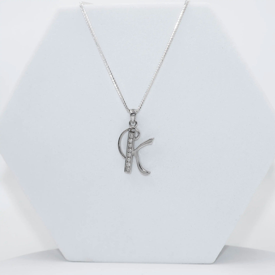 92.50 Silver Alphabet K pendent  with Chain