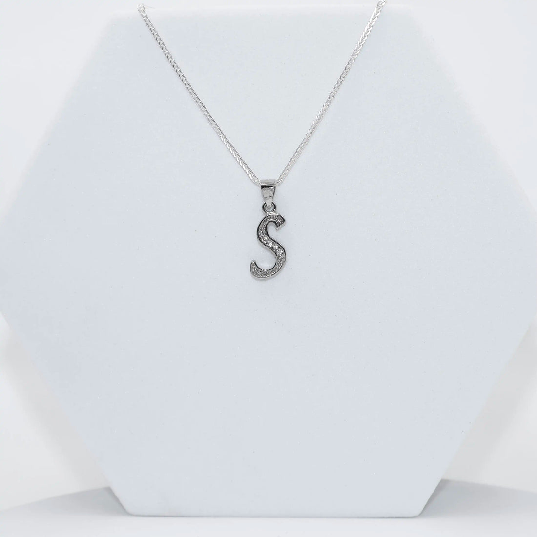 Silver Alphabet S pendent  with Chain