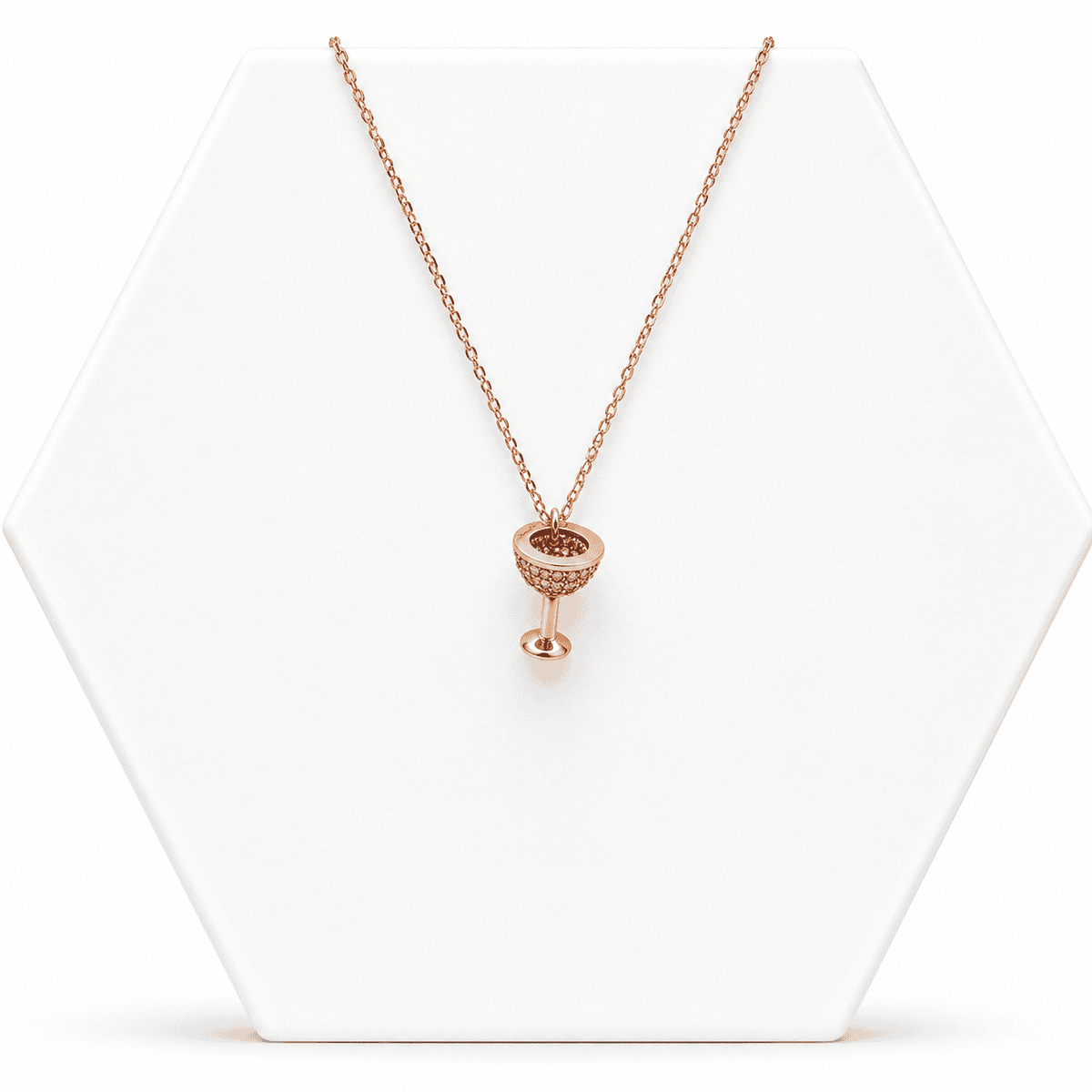 92.50silver rose gold wine cup pendent with chain - 18-18